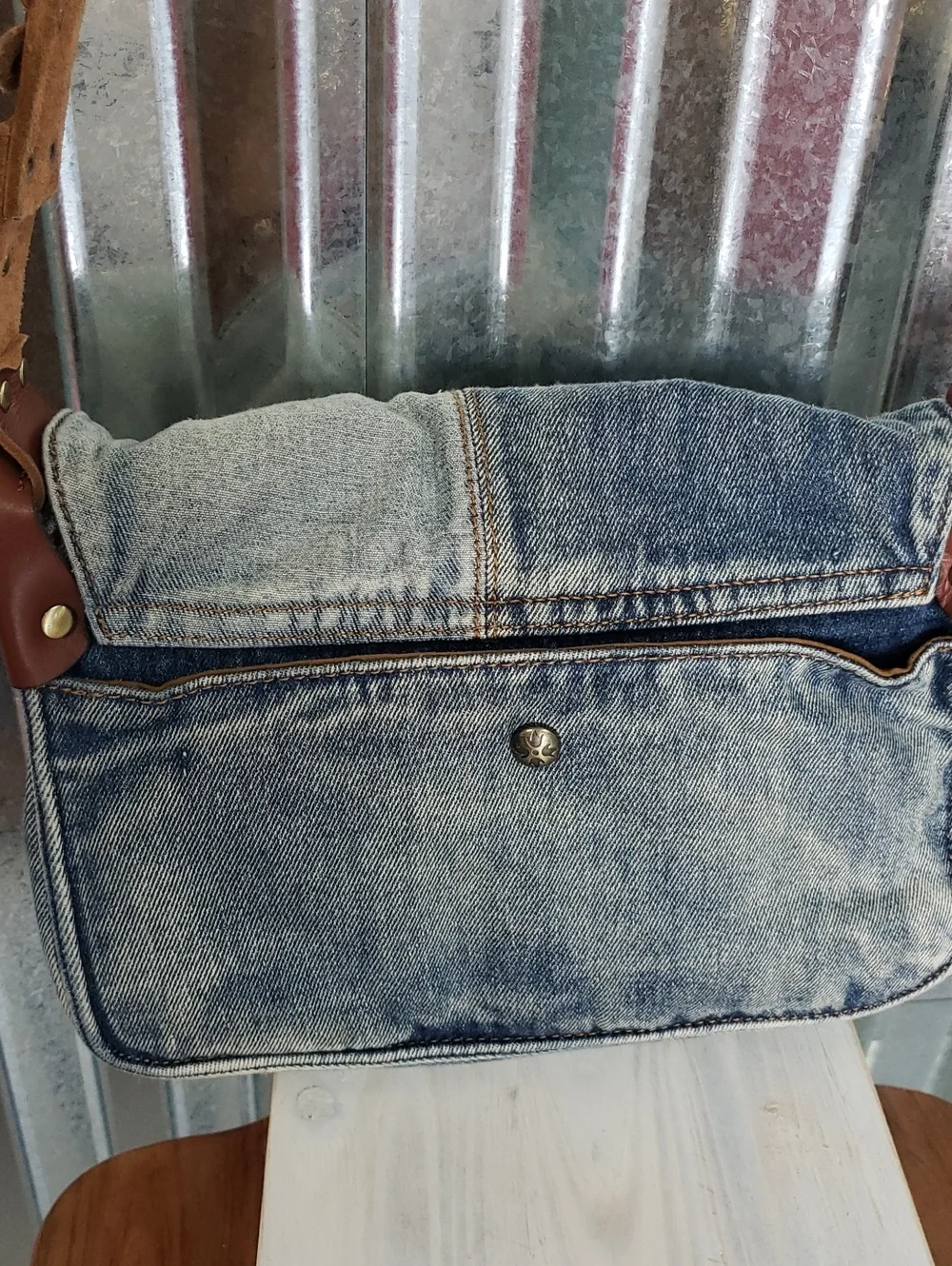 PATRICIA NASH Denim Patchwork Messenger Bag - Blue